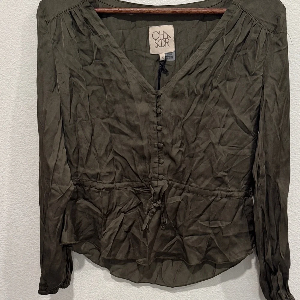 Chaser Dark Olive Women's Blouse - Picture 6 of 7